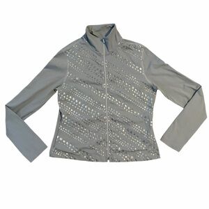 Bebe Sport Jacket Activewear Silver Cropped Large